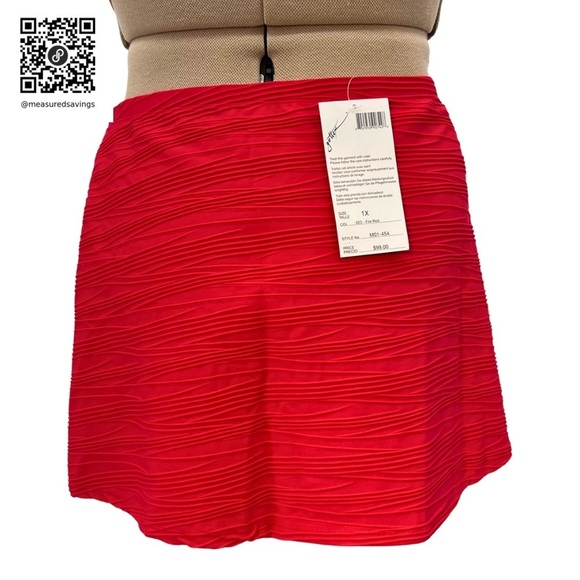 Gottex Size 1X NWT Red Swim Mikado Architecture Skirt - Picture 3 of 8